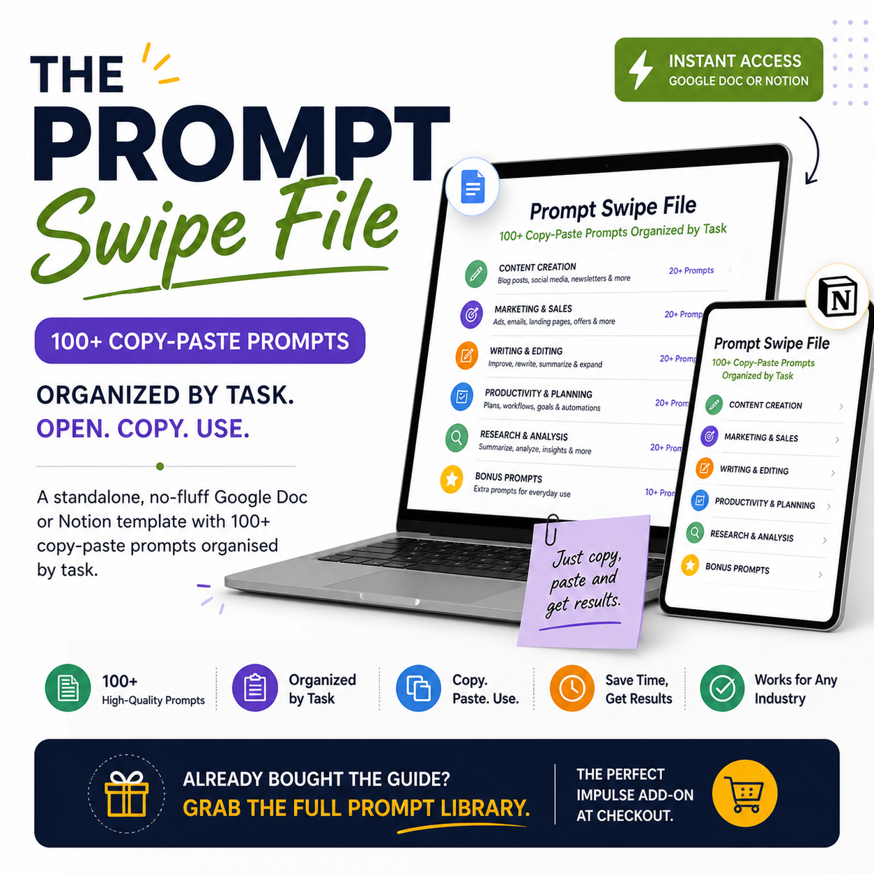 The Prompt Swipe File. 100 AI Prompts for K-12 Teachers.