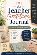 The Teacher Gratitude Journal. 22 Days of Reflection. Fully fillable.