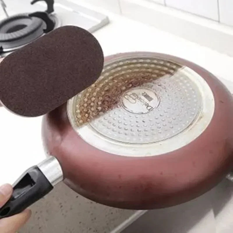 Reusable Emery Magic Sponge - Kitchen Pot Brush with Handle for Easy